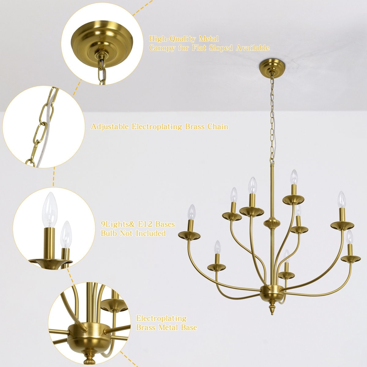 Maxax 9 - Light Candle Style Classic / Traditional Chandelier - On