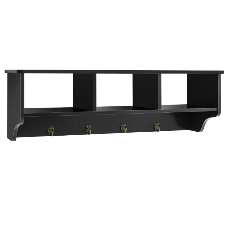 Wall Mount Cubby Organizer Hooks Entryway Storage Shelf-Black - On Sale -  Bed Bath & Beyond - 37478024