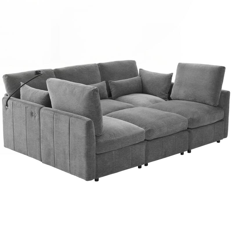 Modern Sectional Sofa Modular Sofa 85.4" U-shaped Sofa Couch Sofa Bed L-shaped Sofa with a Movable Ottoman