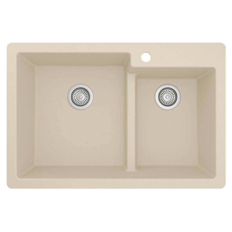 Karran 33" Top Mount Large/Small Bowl Quartz Kitchen Sink Kit - 33" x 22" x 9"
