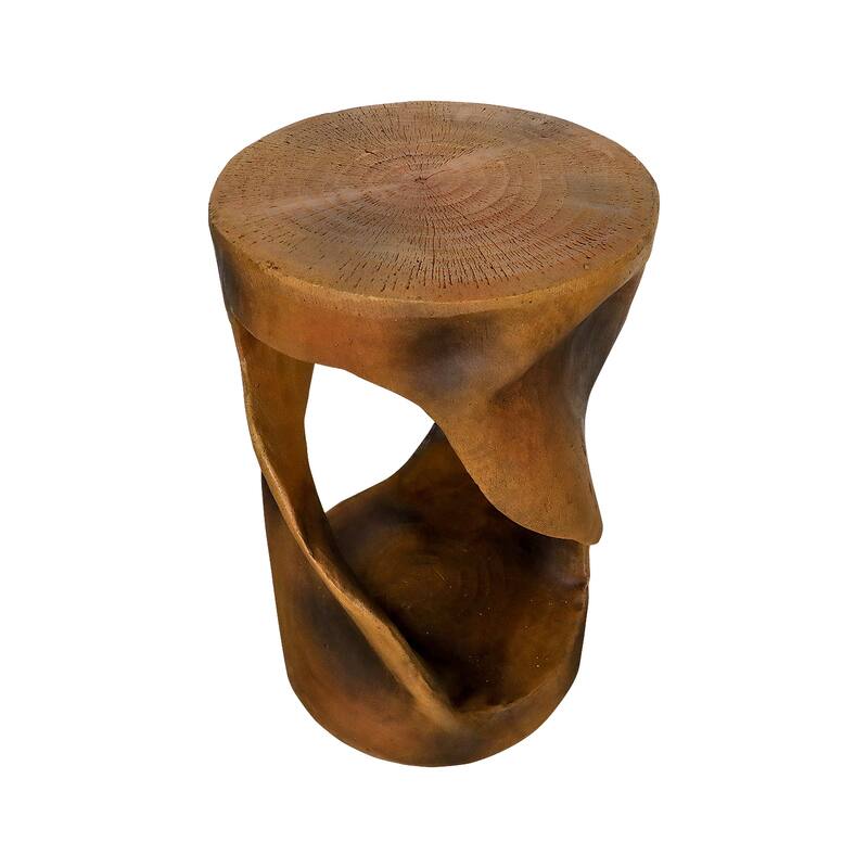 Twist Shape Concrete Side Table,Unique Modern End Table for Home Decor