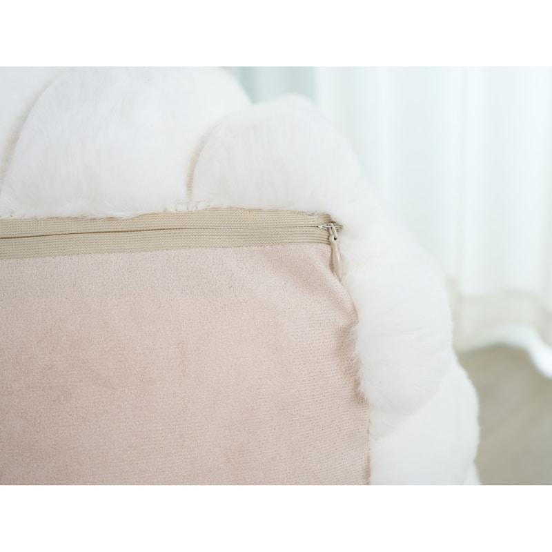 Madrid Collection Ultra Soft Ribbed Faux Fur Indoor Pouf