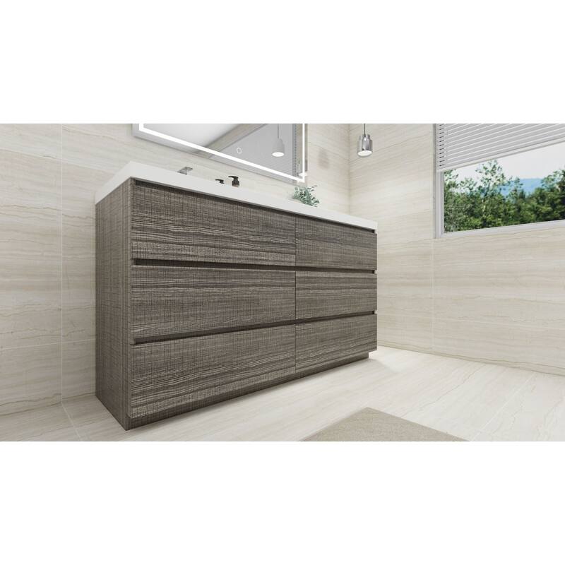 Aron 60'' Freestanding Vanity with Left Single Sink