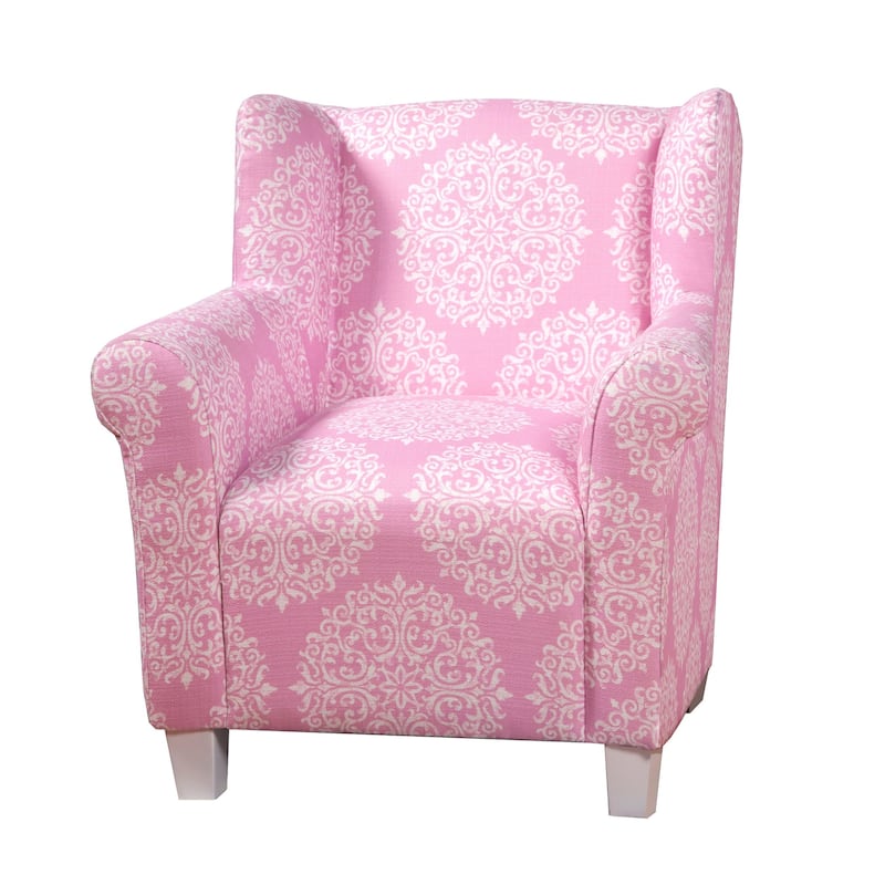 HomePop Kids' Wingback Pink Medallion Print Chair