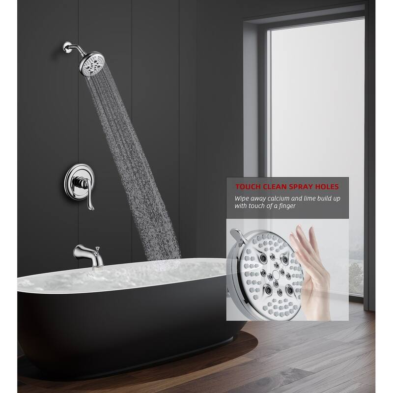 Complete Shower System with Tub Shower Faucet Set 5in Head Matte Black