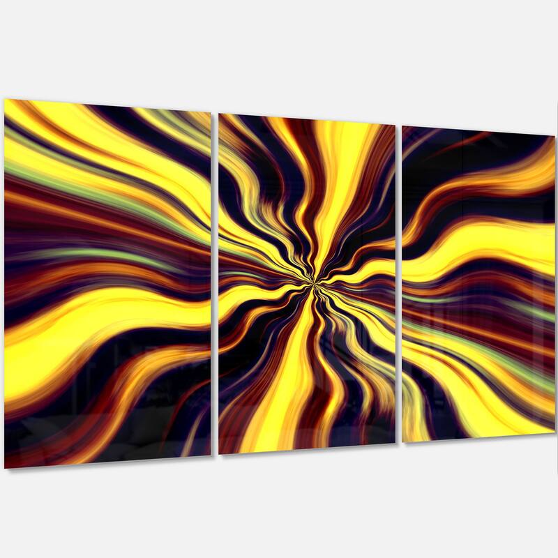 Designart 'Yellow Purple Black Fantasy' Abstract Digital Art Metal Wall Art