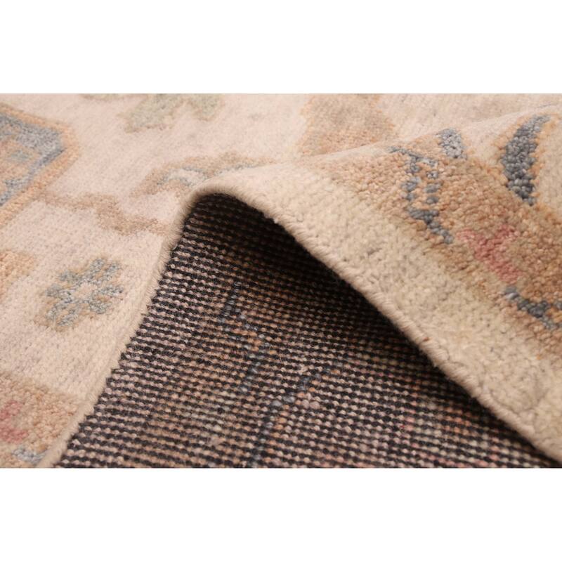 ECARPETGALLERY Hand-knotted Modern Oushak Ivory Wool Rug - 9'0 x 12'0