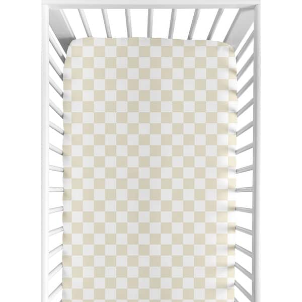slide 2 of 6, Sweet Jojo Designs Beige Gingham Checkered Plaid Boy, Girl, Unisex/Gender Neutral Fitted Crib Sheet Vintage Classic Geometric