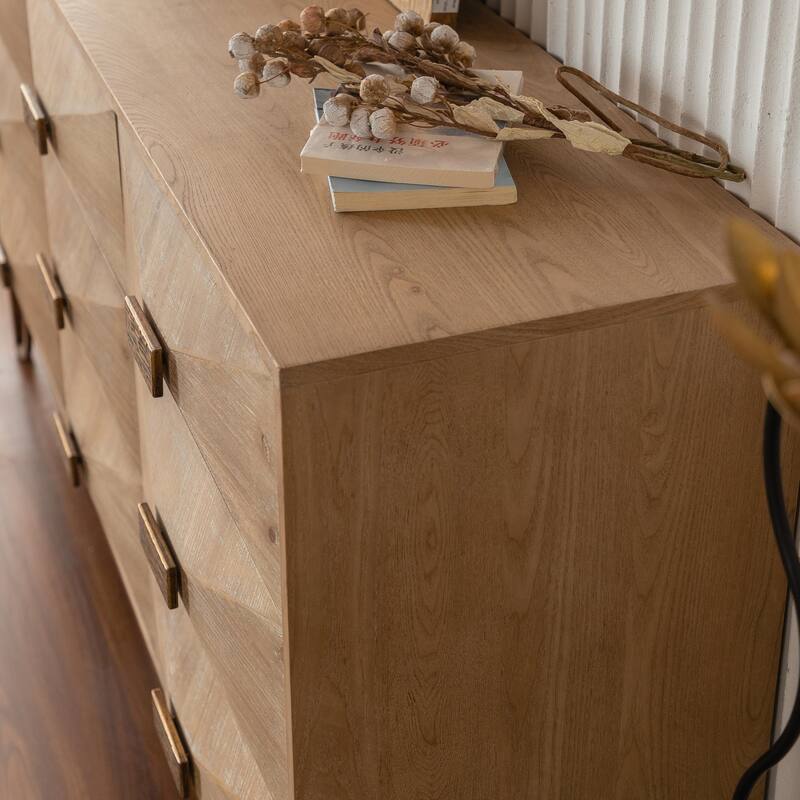 Light Wood Dresser with Metal Glide Drawers - Multi-Functional