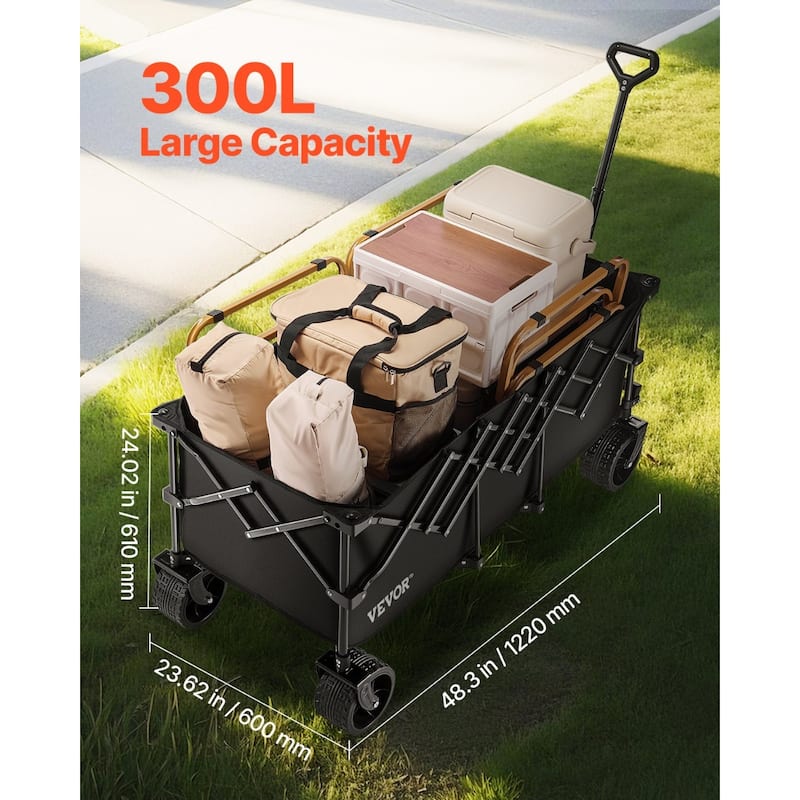 Collapsible Garden Wagon 450LB Capacity Outdoor Folding Cart - 48.03 × 23.62 × 24.02 in