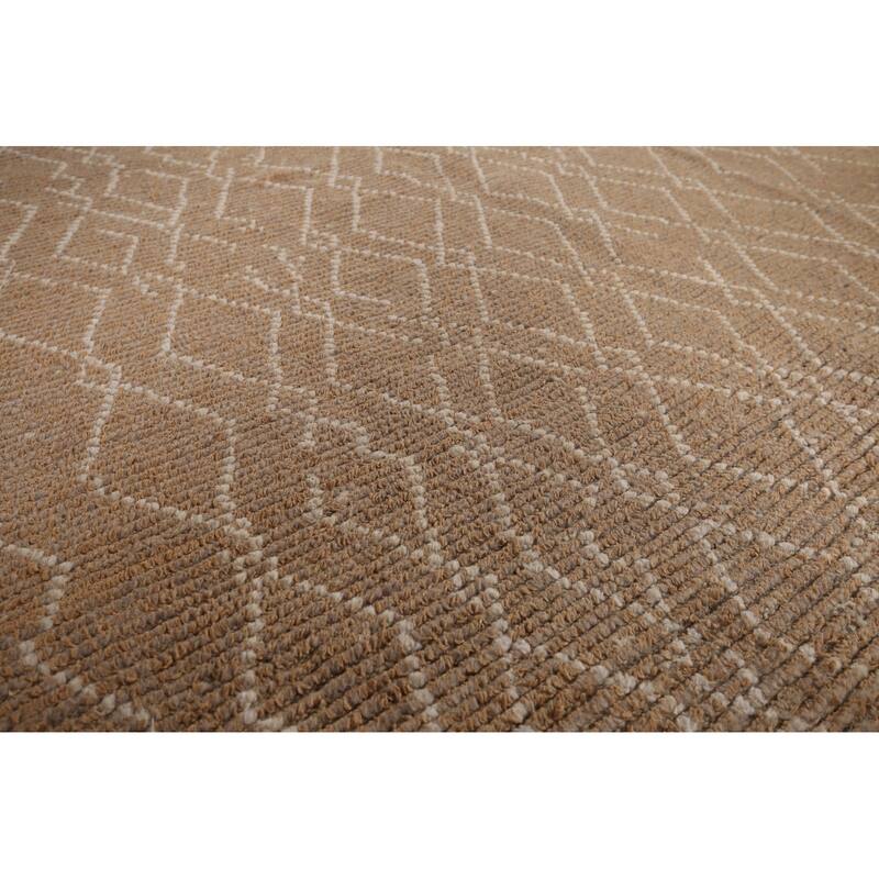 Earth Tone Moroccan Oriental Area Rug Handmade Brown Wool Carpet - 6'0"x 9'10"