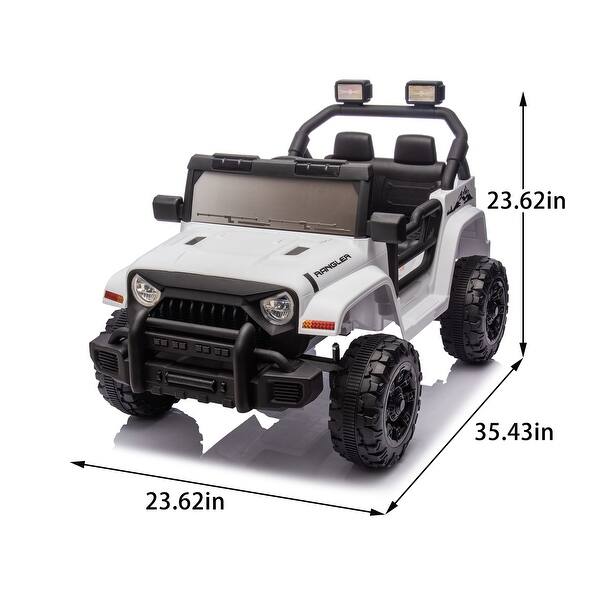 dimension image slide 1 of 3, 12V Kids Ride-On Car with Remote Control, Dual Drive, Bluetooth, MP3, Four-Wheel Suspension, Headlights for Ages 2-4