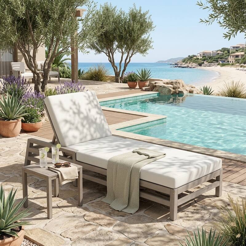 5-Position Adjustable Outdoor Chaise Lounge with Plush Cushions by Leisure Zone