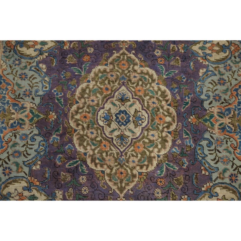 Hand Knotted Oriental 100% Wool Carpet Traditional Floral Purples Tabriz Area Rug - 6' 4'' X 4' 7''
