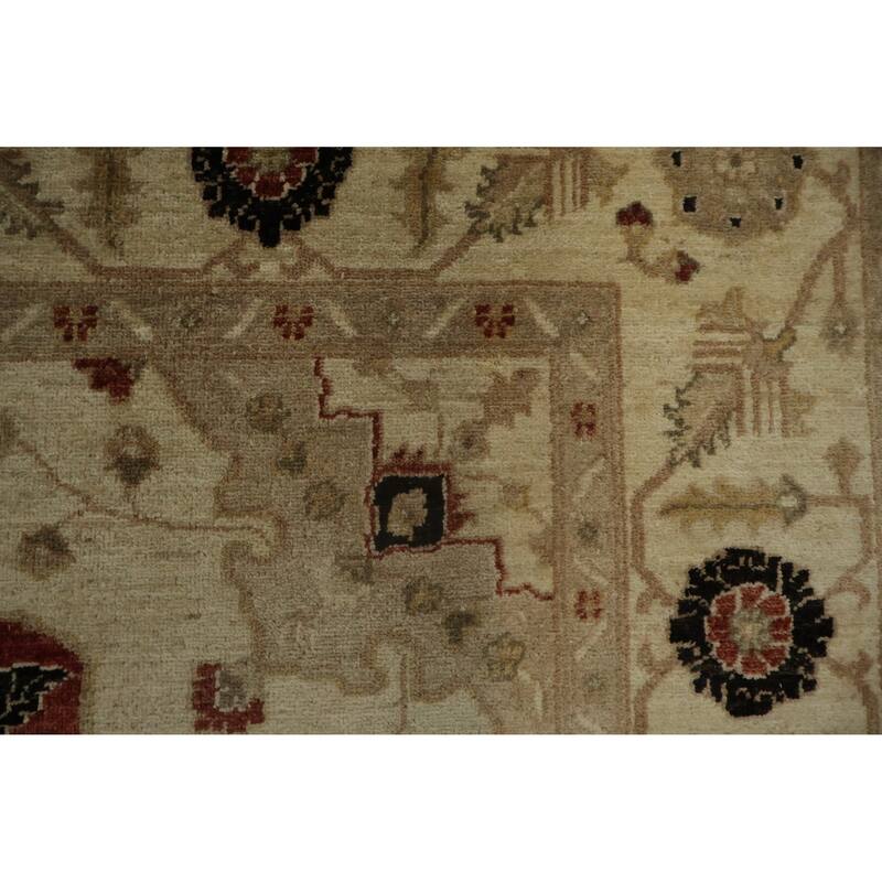 Hand Knotted Oriental 100% Wool Carpet Traditional Floral Red Peshawar Area Rug - 8' 6'' X 6' 6''