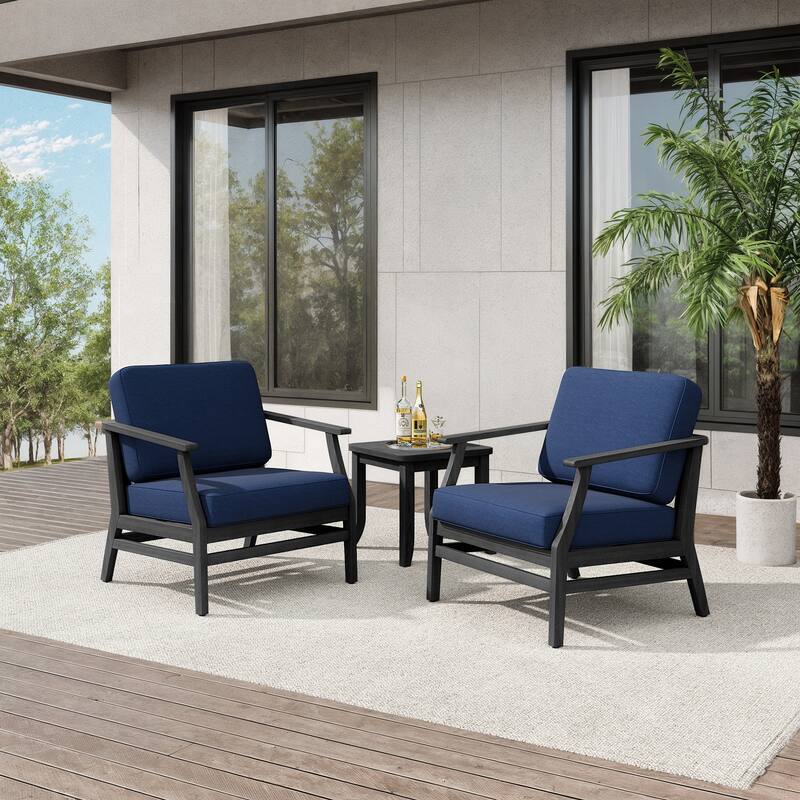 Teak Outdoor Bistro Set with Weather-Resistant Cushions (3-Piece Set)