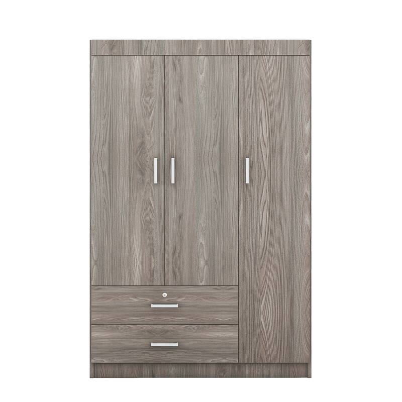3-Door Wardrobe with 2 Drawers - N/A