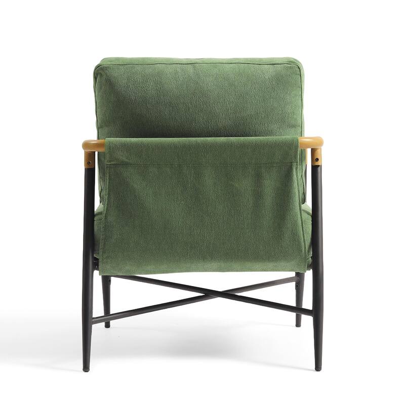 Industrial Upholstered Accent Chair Club Chair with Metal Frame