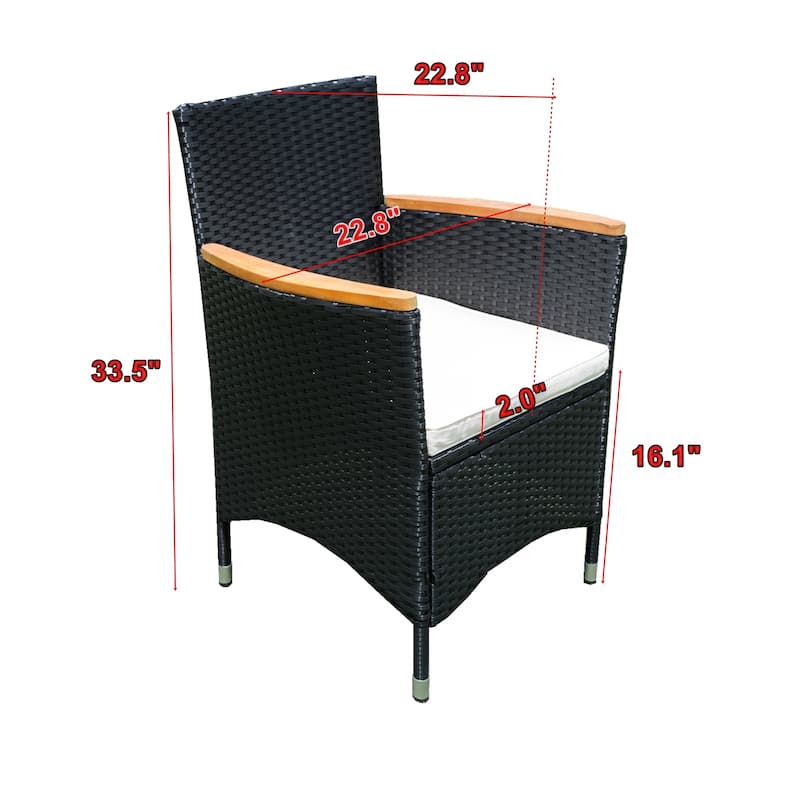 7-Piece Outdoor Patio Wicker Dining Set with Acacia Wood Top - Stylish, Sturdy, and Comfortable
