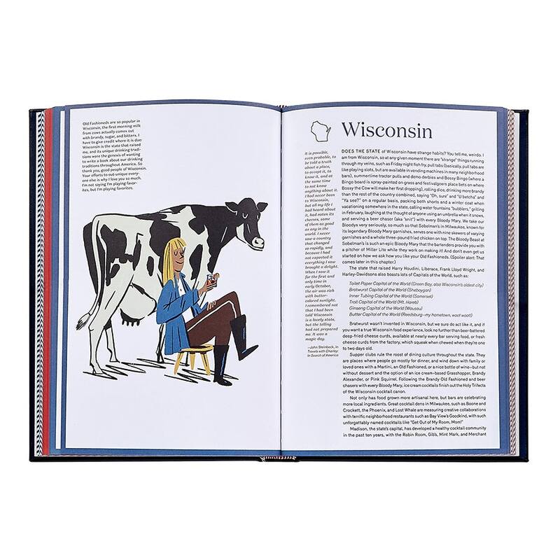 Graphic Image The United States of Cocktails Coffee Table Book, Leather, Navy