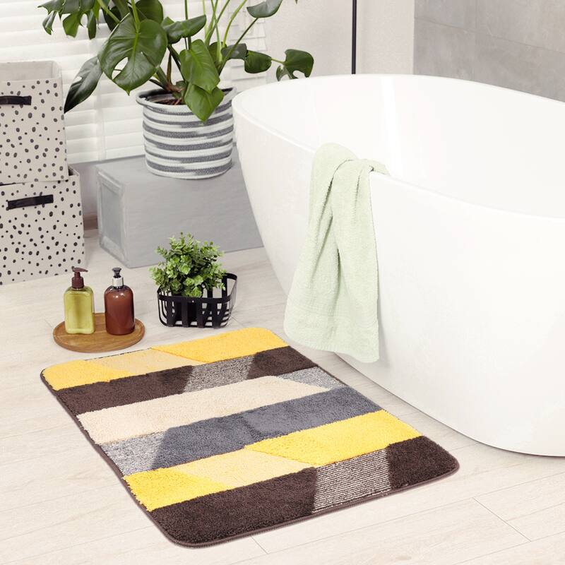 Soft Bath Mat, Non Slip Absorbent Rug, Rubber Backing Quick Dry Microfiber Rugs for Shower Floor, Bathroom Decor