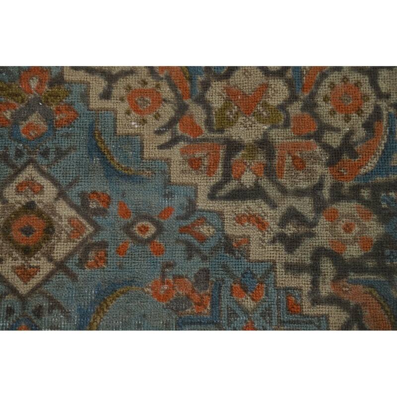 Beige Distressed Tabriz Vintage Persian Rug Handmade Wool Carpet - 9'7" x 12'11"