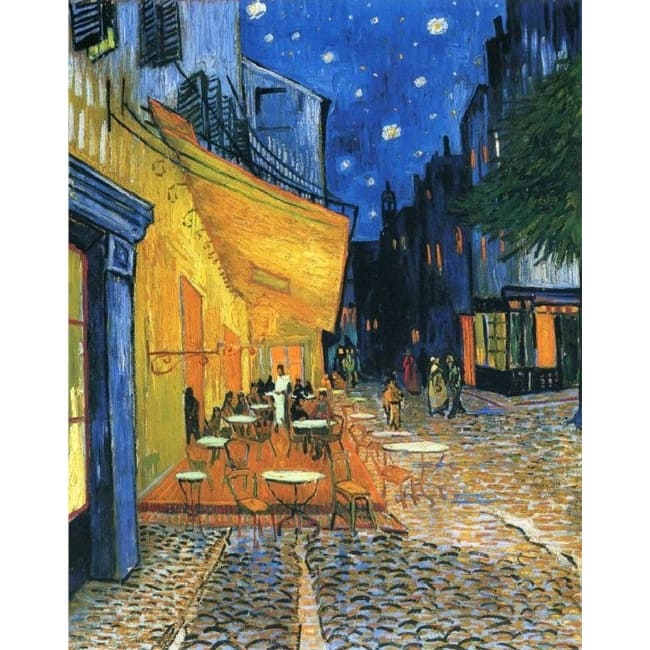 Van Gogh 'Café Terrace At Night' Gallery Wrapped Framed Canvas Print | Captivating Wall Art | Museum-Quality Reproduction - 24 x 36