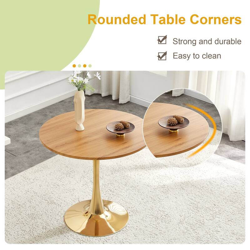 Round Thickened Table Top Coffee Table, Metal Pedestal Side Table Modern Bistro Table