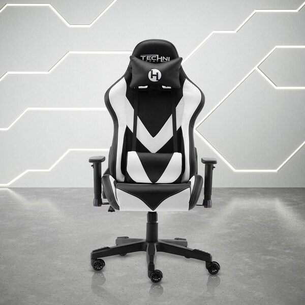 Adjustable Sport PC Gaming Chair White PU Leather with 150 Recline 2D Padded Armrests Perfect for Office or Home On Sale Bed Bath Beyond 41828376