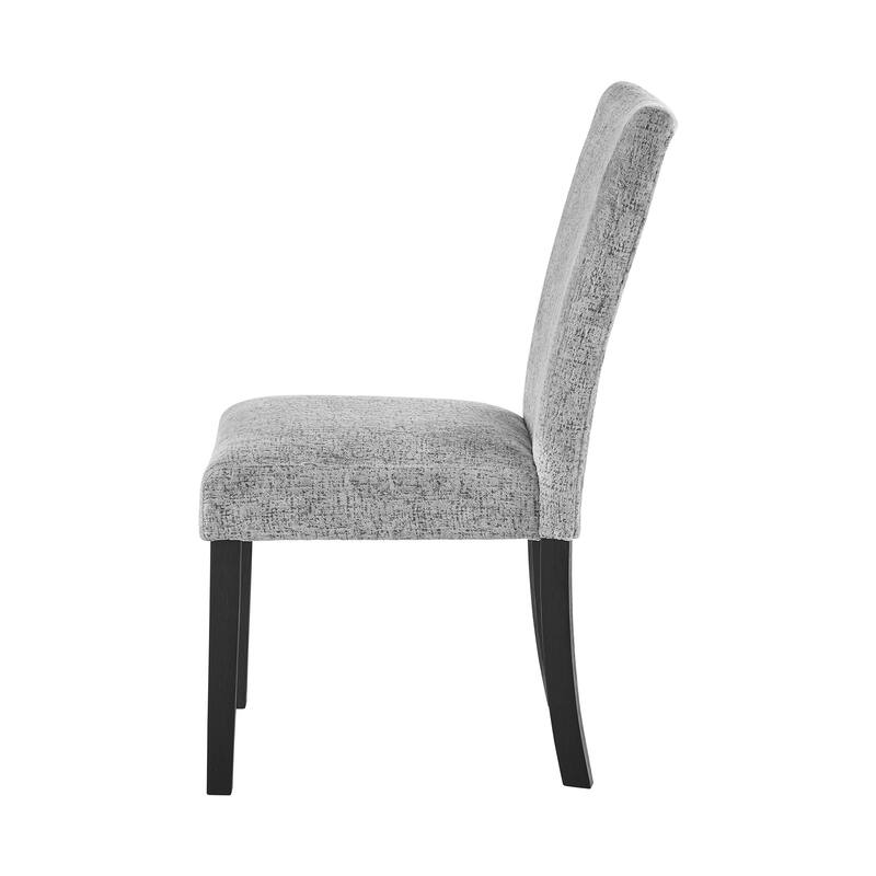 Modern Grey Rubberwood Dining Chair Set of 2 Solid Back Square Side Chairs Foam Seat Contemporary Design