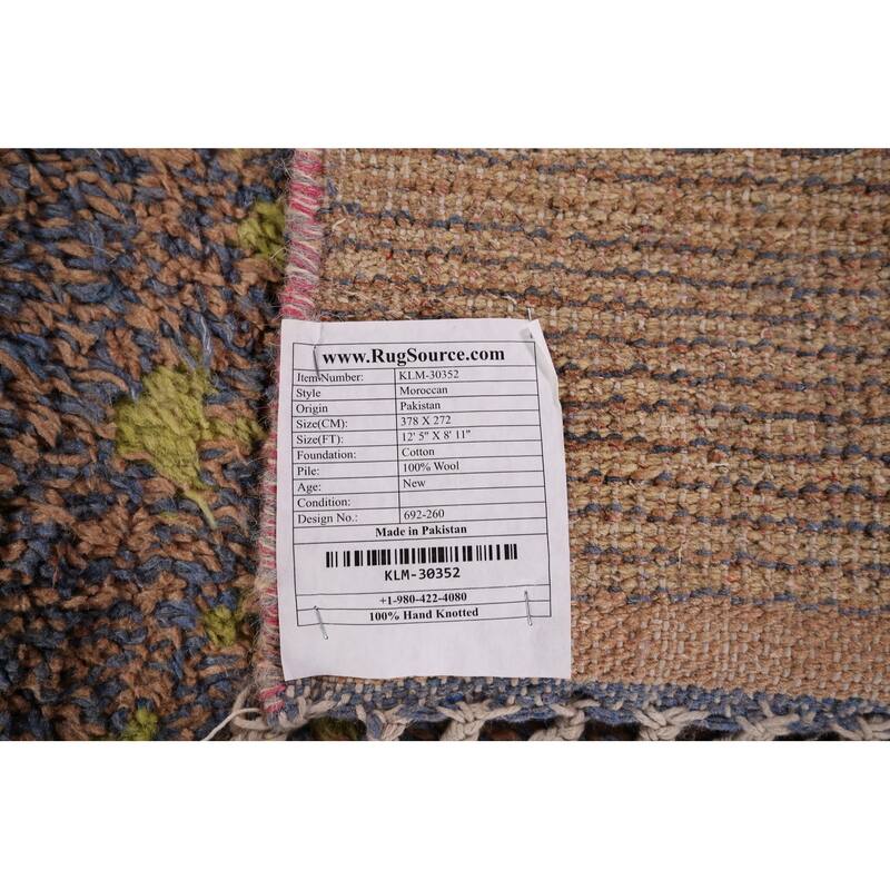 Geometric Plush Moroccan Oriental Area Rug Handmade Wool Carpet - 8'11" x 12'5"