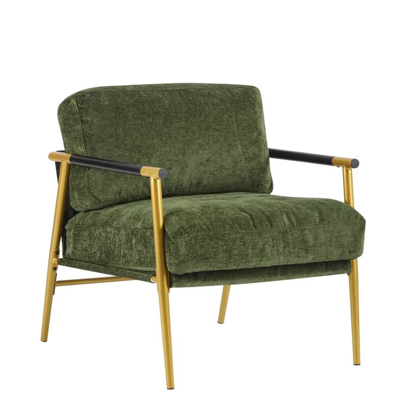 Minimalist Armchair - Soft Cushions, Wood/Metal Design, Compact