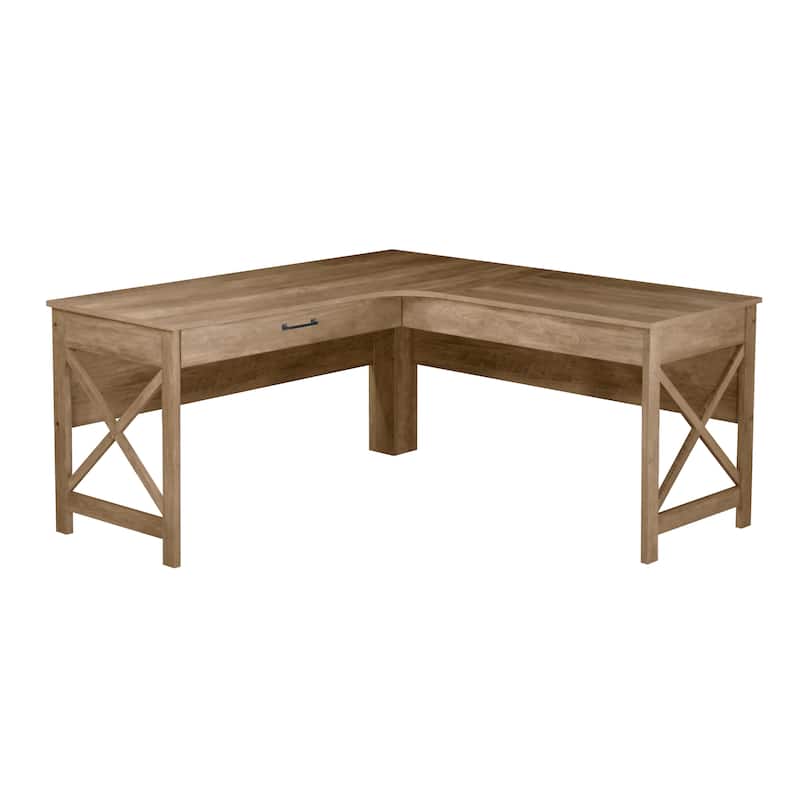 Saint Birch Alaska Modern Farmhouse L-Shaped Desk with Drawer - Rustic Oak