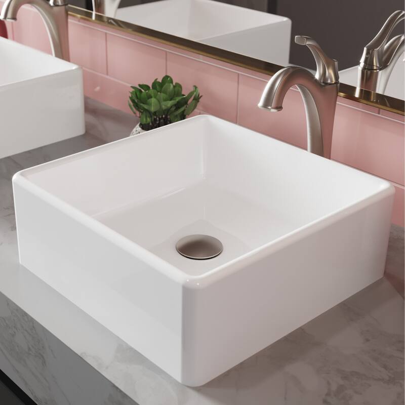 Kraus Elavo and Arlo 15" Vitreous China Vessel Bathroom Sink with 1.2