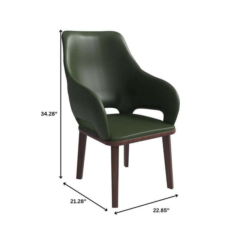 LeisureMod Vivara Leather Upholstered Dining Chair with Padded Seat - Mid-Century Arm Chair for Home Office Bar & Kitchen