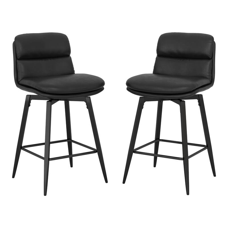 360°Swivel Bar Stools Set of 2/3/4, 26" H Seat Height with, Faux Leather Barstool for Kitchen Island and Home Bar Brown