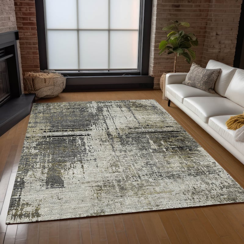 Machine Washable Indoor/ Outdoor Chantille Abstract Ombre Rug