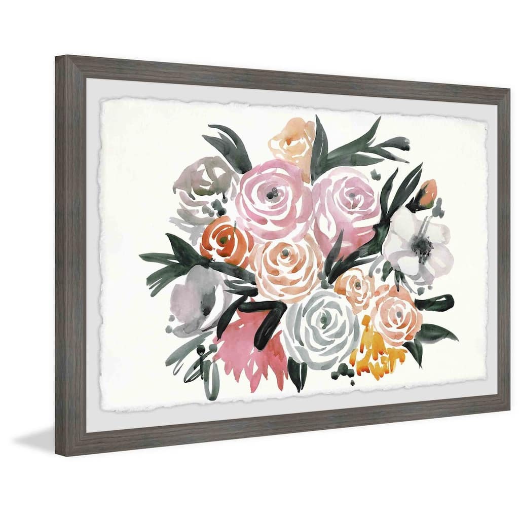 Watercolor Flower Bouquet Framed Wall Art, Floral Delight - A Blooming Accent for Your Living Space