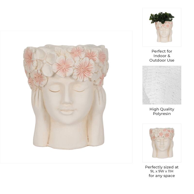 Unique Bust Style Resin Planter or Flower Pot with Crown Detail