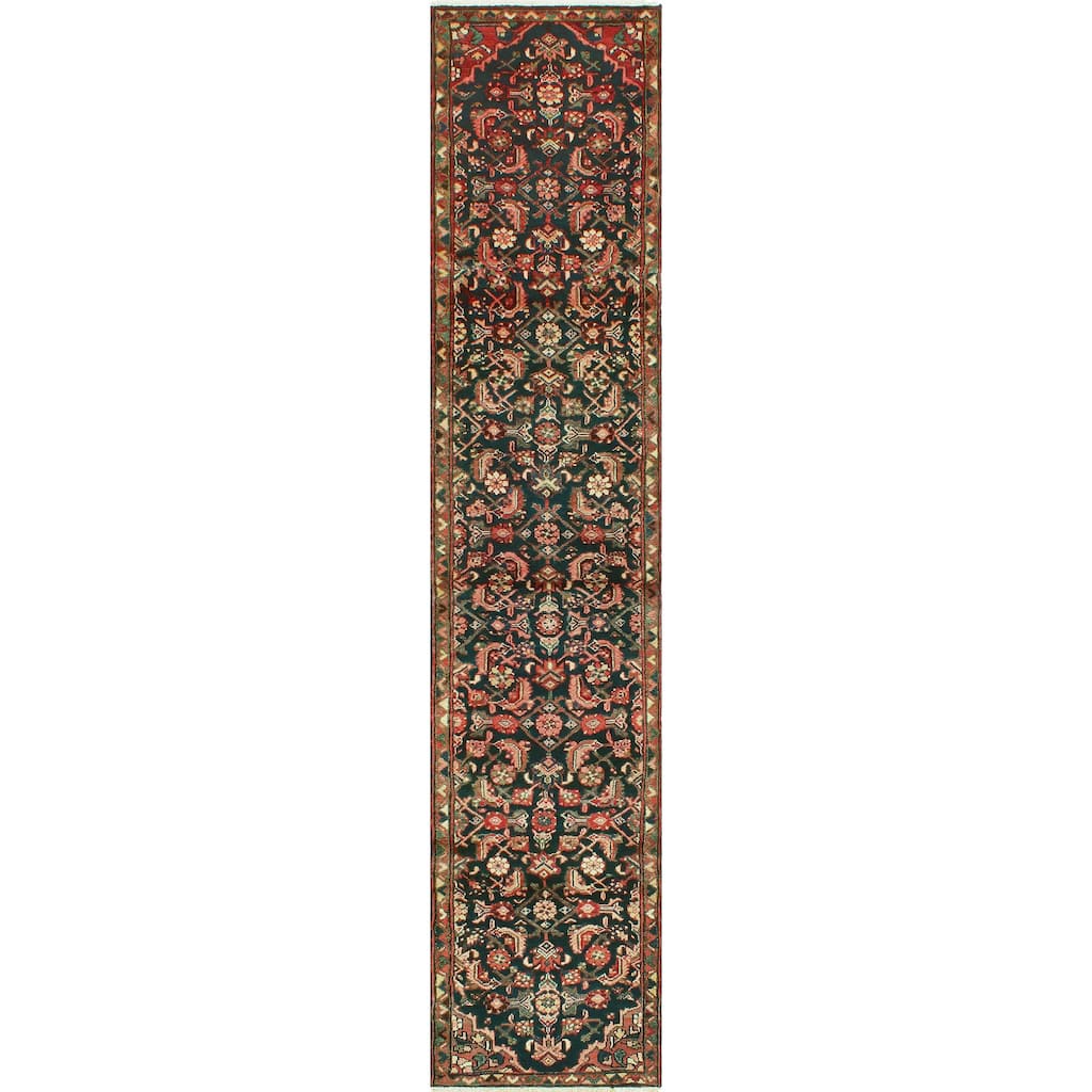 Fine Vintage Distressed Bradley Charcoal/Brown Runner - 2'5" x 11'10"