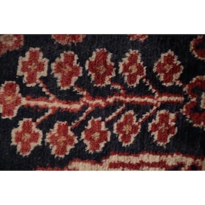 Hand Knotted Oriental 100% Wool Carpet Traditional Floral Navy Blue & Blues Lilian Runner Rug - 15' 10'' X 3' 5''