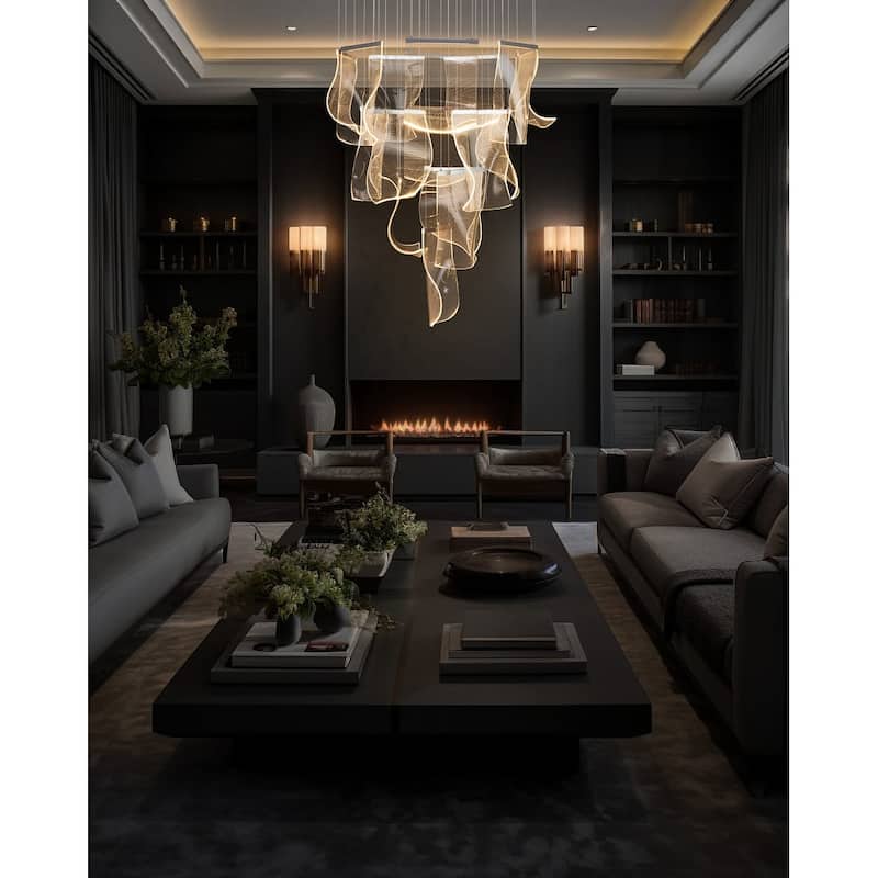 Luxury Acrylic Chandelier 31.5" Wide 16 lights LED Multi Light