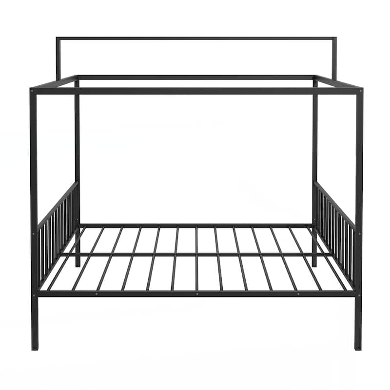 3-in-1 Convertible Montessori Metal floor bed,Modern Minimalist Design Canopy Platform Bed Funland