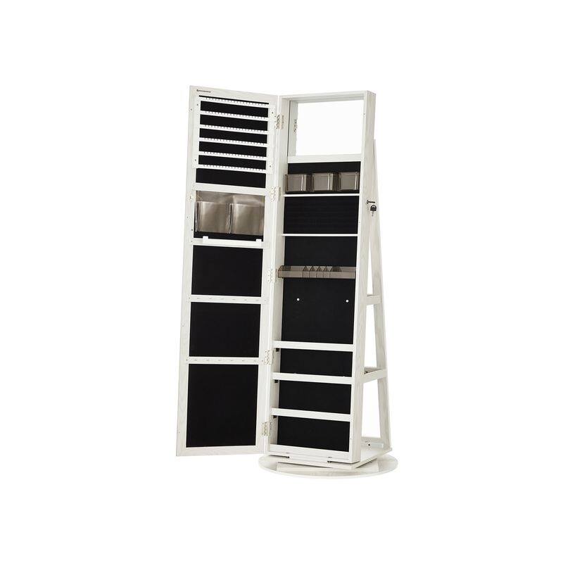 360° Swivel Lockable Jewelry Organizer Cabinet with Full-Length Mirror - 21.5''L x 21.5"W x 63.8''H