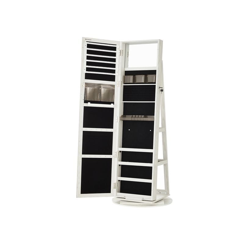 360° Swivel Lockable Jewelry Organizer Cabinet with Full-Length Mirror - 21.5''L x 21.5"W x 63.8''H