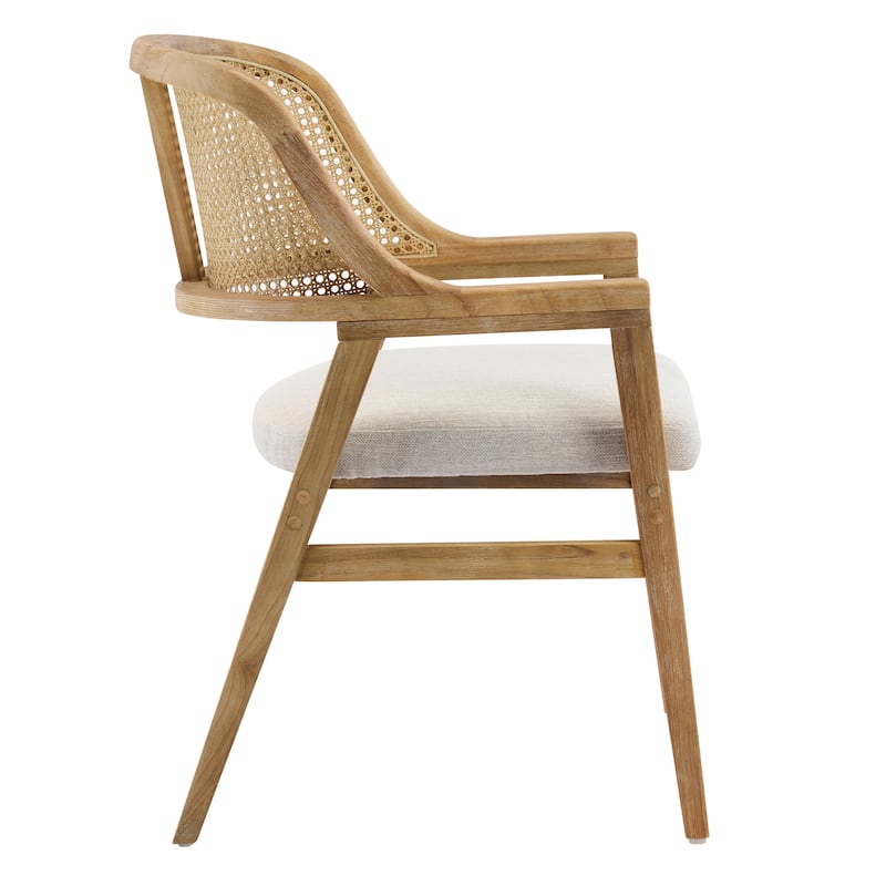 Christopher Knight Home - Mid-Century Extendable Dining Table Set with Upholstered Cane Back Dining Chairs