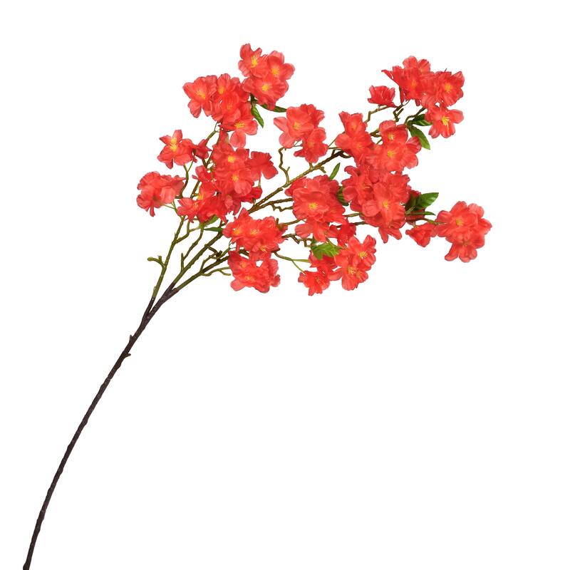 Set of 3 Red Artificial Spring Cherry Blossom Flower Stem Spray 40in - 40" L x 10" W x 5" DP