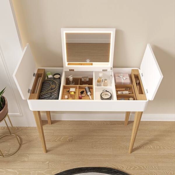 Girls Women's Dressing Table with Flip-Up Mirror and LED Light - Bed Bath &  Beyond - 42261640