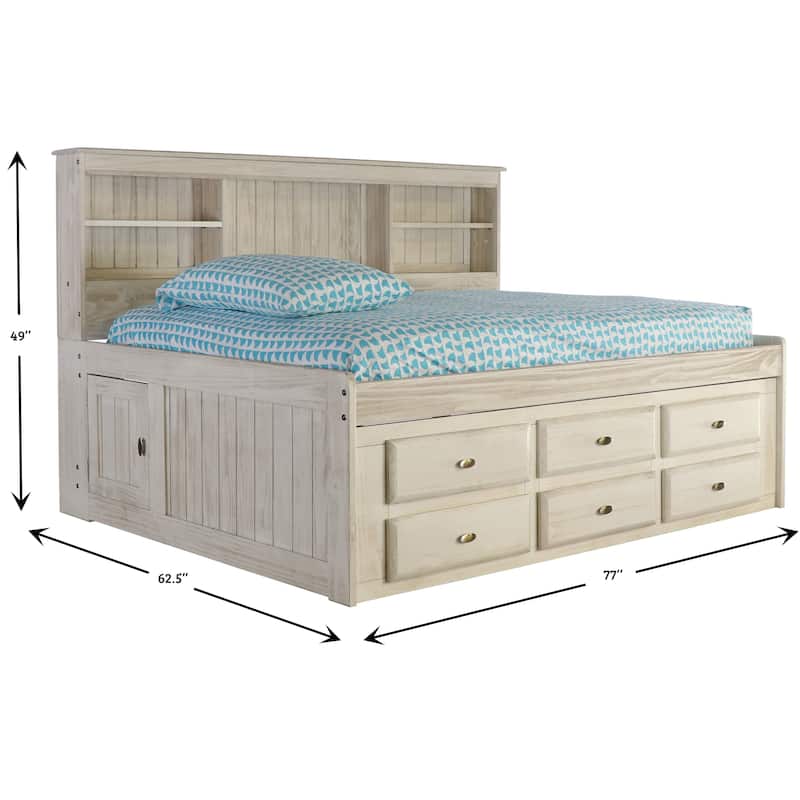 OS Home and Office Furniture Model 85223K6-22, Solid Pine Full Daybed with Six Drawers in Light Ash