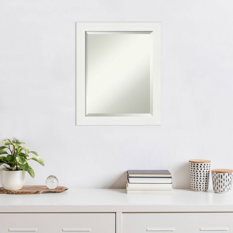 Beveled Wall Mirror - Vanity White Narrow Frame - Vanity White Narrow